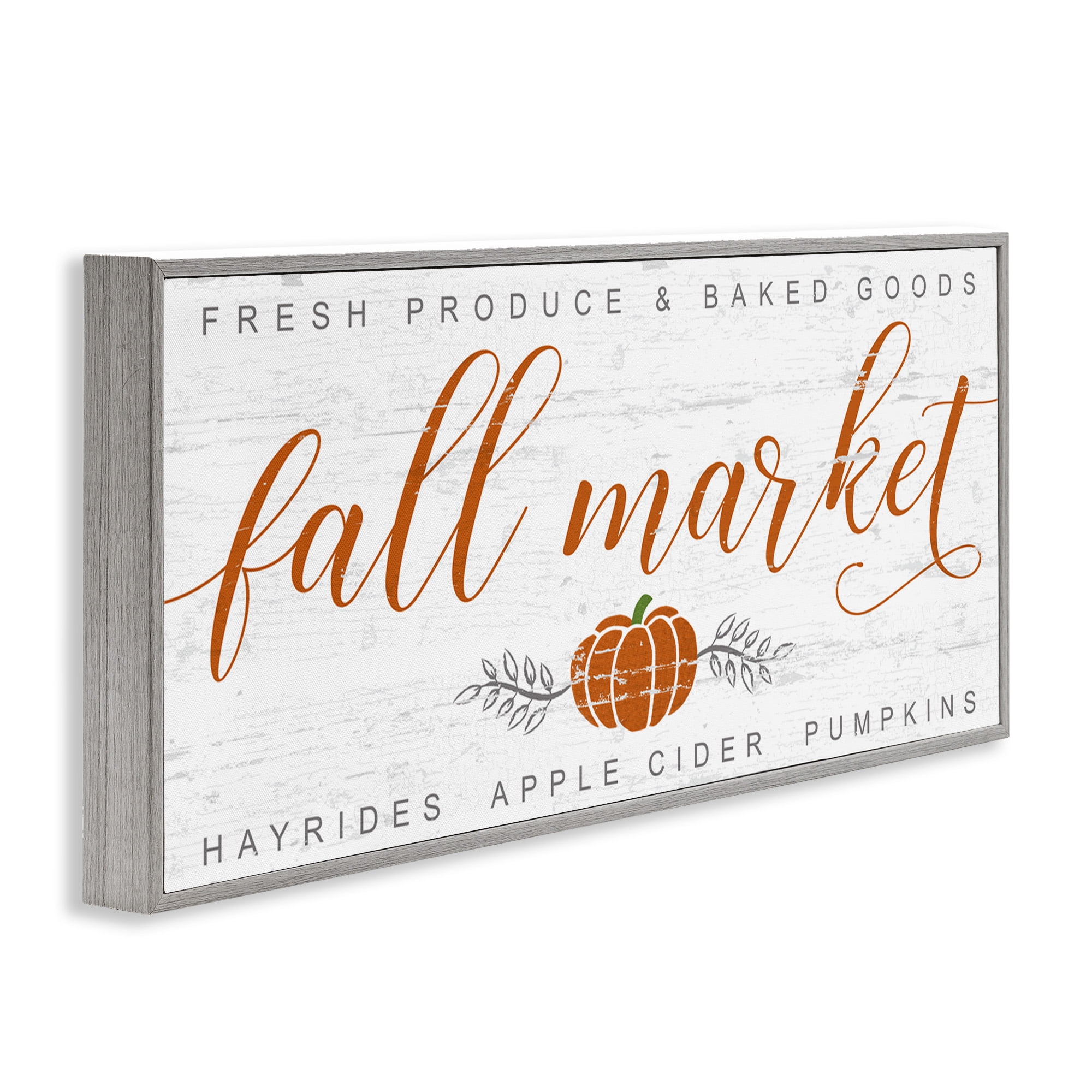 Stupell Industries Charming Fall Market Sign Holiday Painting Gray Framed Art Print Wall Art, 30 x 13