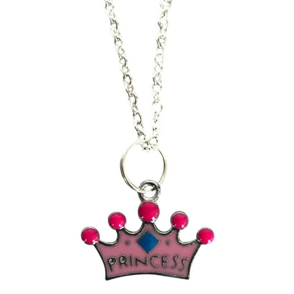 Princess Pink Charm Tiara Pendant Chain Necklace Novelty Gift Fashion Jewelry