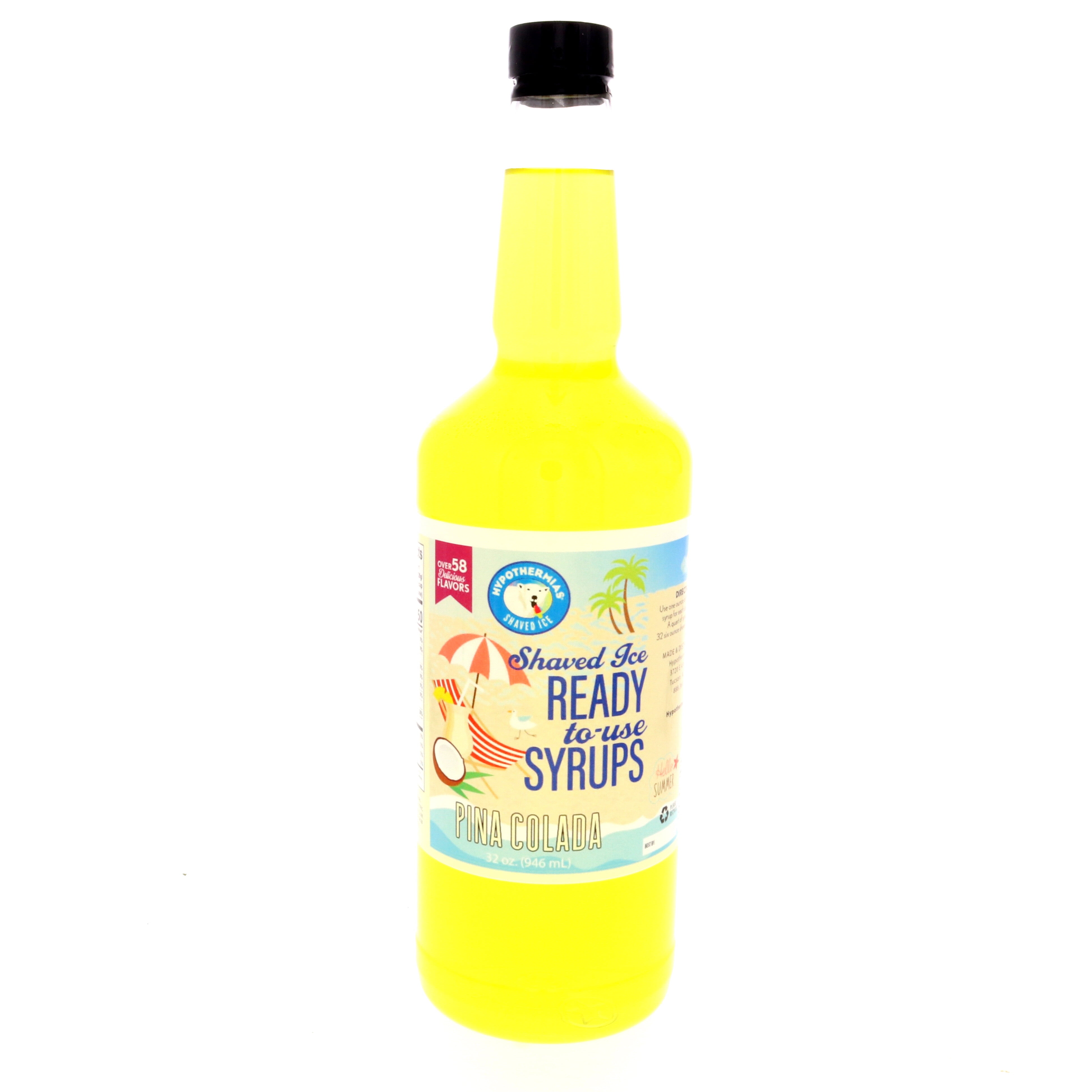 Pina Colada Ready to Use Hawaiian Shaved Ice or Snow Cone Syrup Quart (32 Fl. Oz)