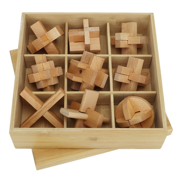 Rompecabezas 9 piezas Brain Teaser D Juego de prueba cerebral de madera Desbloquear juguete entrelazado Tecnologia de vanguardia Walmart en linea