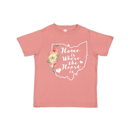 

Inktastic Ohio Home is Where the Heart is with Watercolor Floral Gift Toddler Boy or Toddler Girl T-Shirt