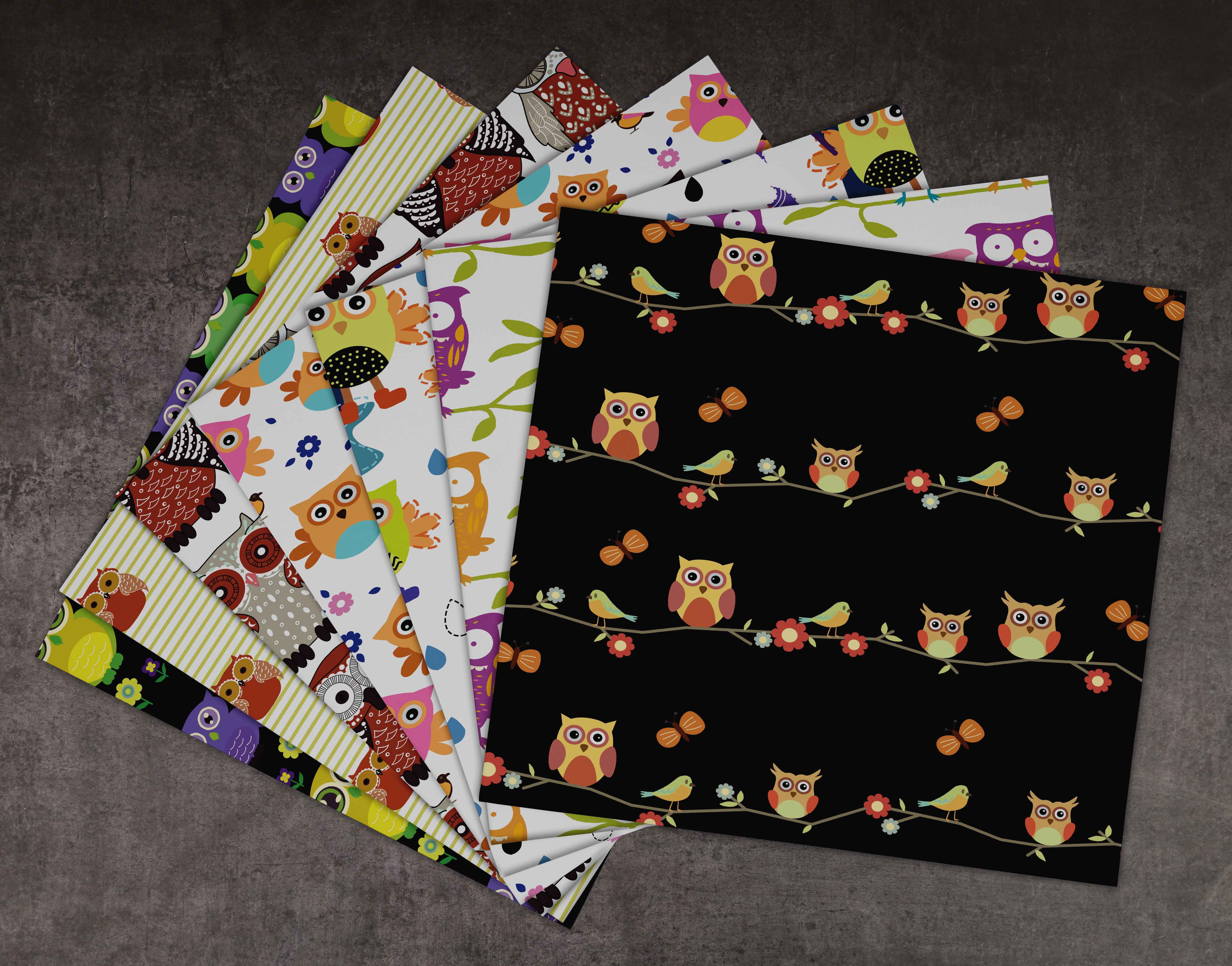 Inkdotpot 25Owl PrintScrapbookPaper Pad 12" x 12", Single-SidedScrapbookPaper- ColorfulCardstock PaperScrapbookingDIY Decorative BackgroundCardmaking Supplies- Journal Craft Paper