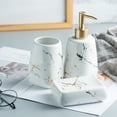 thumbnail image 2 of Juego de accesorios de baño Sunnimix 3 piezas CERÁMICA Patrón de mármol Blanco, 2 of 7