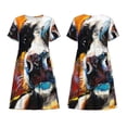 thumbnail image 3 of Bixox Robe d'Été à Manches Courtes pour Femmes Robe Ample Longueur Genou avec Poches-Vache, 3 of 7