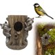 thumbnail image 1 of Comedero Para Pájaros Raccoon Tree Stump Pajarera De Madera Natural Con Diseño Para Jardín, 1 of 8