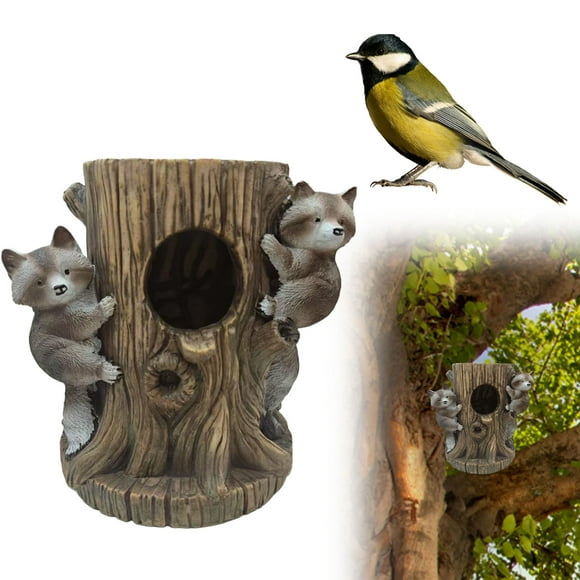 " Tree Stump Bird Feeder Natural Wood Birdhouse With Design For Garden " Heated Hummingbird Feeders for Outdoors Feeder Wooden