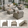 thumbnail image 6 of Ovios 7 Pieces Outdoor Patio Furniture Set All-Weather Rattan Wicker Sectional Sofa and Chairs with Ottomans, Beige, 6 of 9