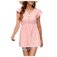 thumbnail image 2 of Women's V-Neck Short Sleeve Loose Fit Casual T-Shirt Top - Breathable Flowy Fabric for Everyday Comfort, 2 of 5