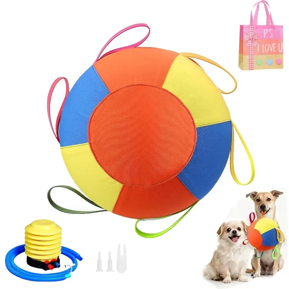 Calming Jumbo Ball for Dogs Herding Ball for Dogs Jumbo Inflatable Dog Toy Double-Layer Durable Tear Resistant Inflatable Big Ball with Cover Pump for Dogs Play & Exercise (L 55cm/21.7in)