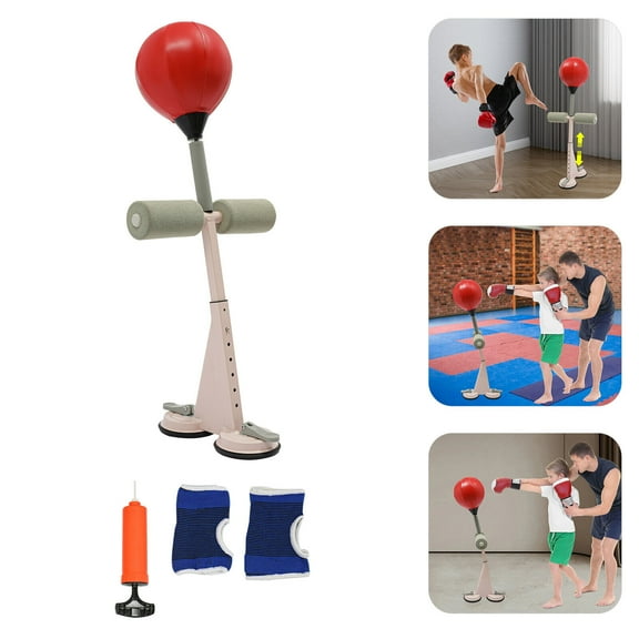 Floor Mount Dual Suction Cup Boxing Training Ball Floor Mount Non-Slip 6 Adjustable Gears for Teens 14 and up, Youth, Adults