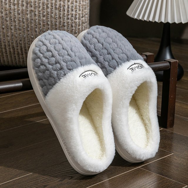 XIMIN Pantoufles pour Femmes Chaussures de Maison Confortables avec Mousse Mémoire Pantoufles Douces Chaudes Duveteuses Pantoufles Confortables Douces Sabots à Enfiler Hiver Automne Chaussures d'Intérieur
