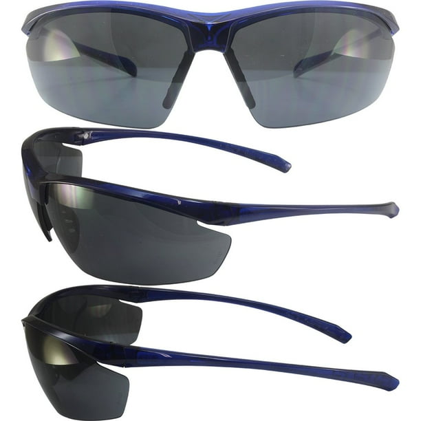 Global Vision Lieut Military Approved Sunglasses Crystal Blue Frames Smoke Lenses ANSI Z87.1