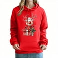 thumbnail image 3 of Feancey Merry Christmas Cute Hoodies for Women Funny Reindeer Print Pullover Tops Drawstring Long Sleeve Fleece Hooded Sweatshirts with Pocket Red XXL, 3 of 7