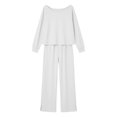 thumbnail image 4 of Womens 2 Piece Outfits Off Shoulder Sweatsuit Long Sleeve Shirt & Wide Leg Sweatpants Pant Set 2 Piece Fall Clothes, 4 of 6