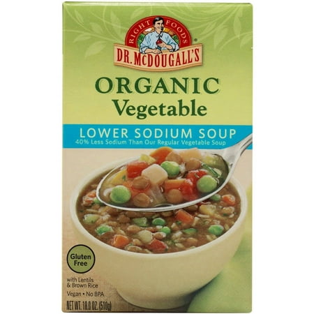 Dr. McDougall's Right Foods Organic Vegetable Lower Sodium Soup, 18 oz, (Pack of