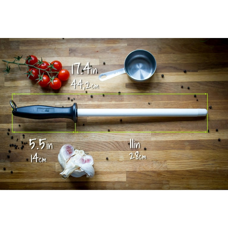 Professional 11.5 Inch Ceramic Honing Rod Has 2 Grit Options, a Firm-Grip  Handle, Hanging Ring, and Japanese Ceramic. Noble Home & Chef Sharpening