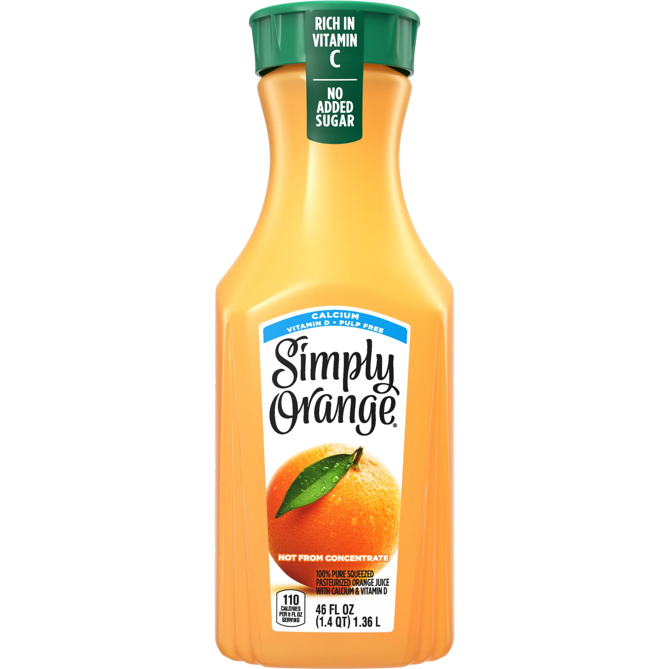 Simply Orange Juice with Calcium Bottle, 46 fl oz