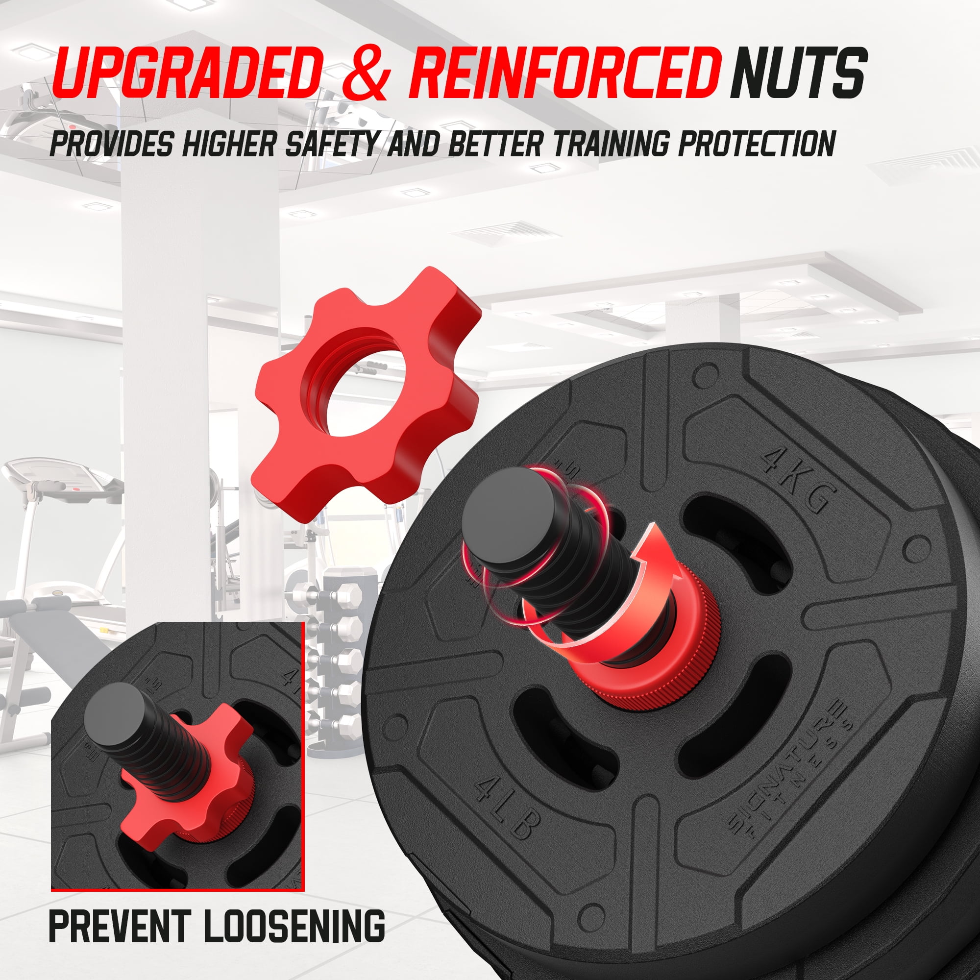 Signature Fitness Adjustable Dumbbell Set, Portable Design with Changeable Weight Plates and Non-Slip Handles for Home Gym Workouts