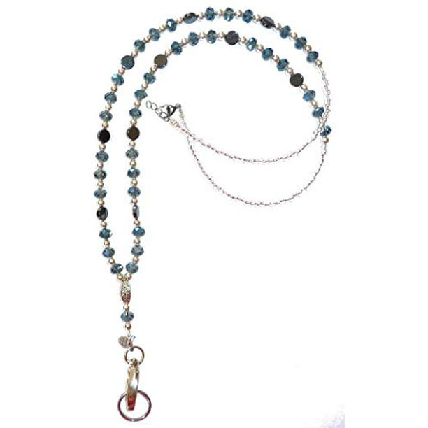 Large Blue Owl on Hot Blue Moon Custom Initial Badge Clip Necklace 