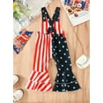thumbnail image 3 of DcoolMoogl Toddler Baby Girl 4th of July Outfit Stars Stripes Bell Bottoms Pants Overalls Independence Day Suspender Clothes Contrast Color Pantss 18-24 Months, 3 of 7