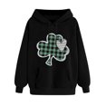 thumbnail image 2 of Women's St Patrick'S Day Loose Sweatshirt Pullover Clover Print Casual Irish Pullover Tops Black S, 2 of 4