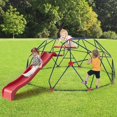 thumbnail image 4 of OLAKIDS 13FT Climbing Dome with Slide, Kids Outdoor Toys Jungle Gym Geometric Dome Climber, Steel Frame, Climb Structure Backyard Playground Center Equipment for Toddlers, 4 of 10