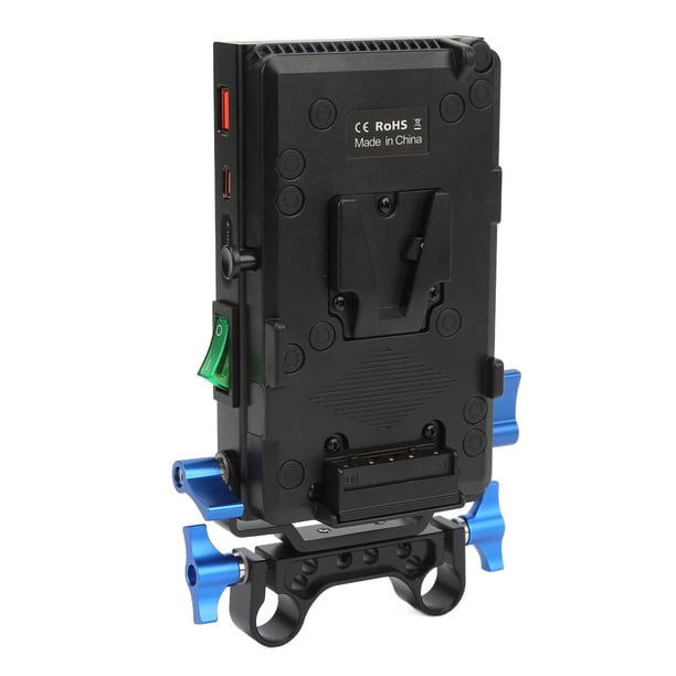 Placa De Batería De Montaje En V, Protección Contra Sobrecorriente De Placa De Batería De Montaje En V Tasa De Conversión De Alta Eficiencia Con Abrazadera De Varilla De 15 Mm ANGGREK V Mount Battery Converter Adapter Plate