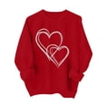 thumbnail image 2 of NexTorq Love Sweatshirt - Women's Fashionable Casual Long-Sleeved Valentine's Day Heart Print Pullover Sweatshirt E7-Red L, 2 of 5