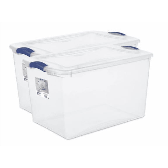 Sterilite 66 Qt. Latch Box Plastic, Stadium Blue - (2 pack)