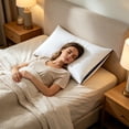 thumbnail image 4 of Breathable Medium/Firm Bed Pillow for Side, Back, and Stomach Sleepers, Sustainable Fiber Fill and Tencel Cover Blue, 4 of 6