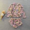 thumbnail image 2 of RUTAYY Bikini Long Sleeve Sun Swimsuit For Baby Girls Beach Vacation Tropical Swimwear Beachwear, 6-7 Years, 2 of 8