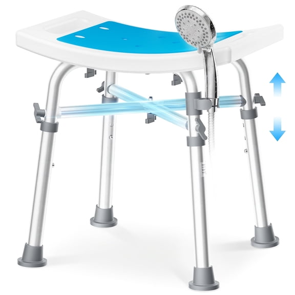 Naipo Shower Chair for Inside Shower Adjustable Height Anti-slip Padded Bathing Stool Seats for Adults, 500lb Heavy Duty Tub Bench for Elderly and Disabled