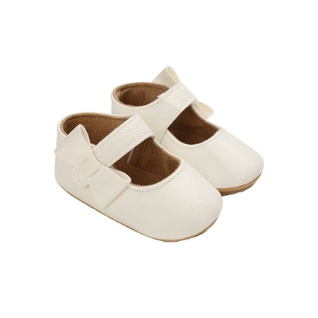 

Baby Girl Bow Crib Shoes Soft Sole Mary Jane Flats with Non-Slip Bottom