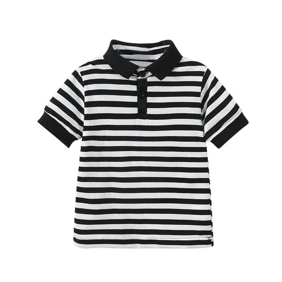 snilers Girls Boys Henley Shirts Lapel Collar Button Short Sleeve Soft Summer Top Casual Stylish Striped Basic Tees for 1-9 Years