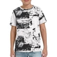 thumbnail image 2 of Gelikeya Boys Abstract Graffiti Print T-Shirt, Kids Short Sleeve Crew Neck Casual Tee, Cool Streetwear Top for School Play & Outings (White, 8-9 Years), 2 of 7