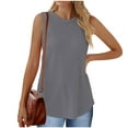 thumbnail image 2 of Fashion Tank Top Womens Waffle Rib-knit Sleeveless Tee Shirt Crew Neck Casual Solid Color Loose Fit Tunic Blouses (Large, Dark Gray), 2 of 6