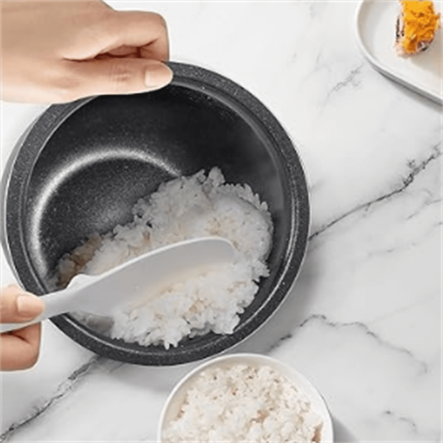 Cooker 3 Cups (Uncooked), 3D Heating and Fuzzy Logic, Healthy Nonstick Small Rice Cooker, PFAS-Free, Touch-Screen, for White/Brown Rice Quinoa Oatmeal Soup