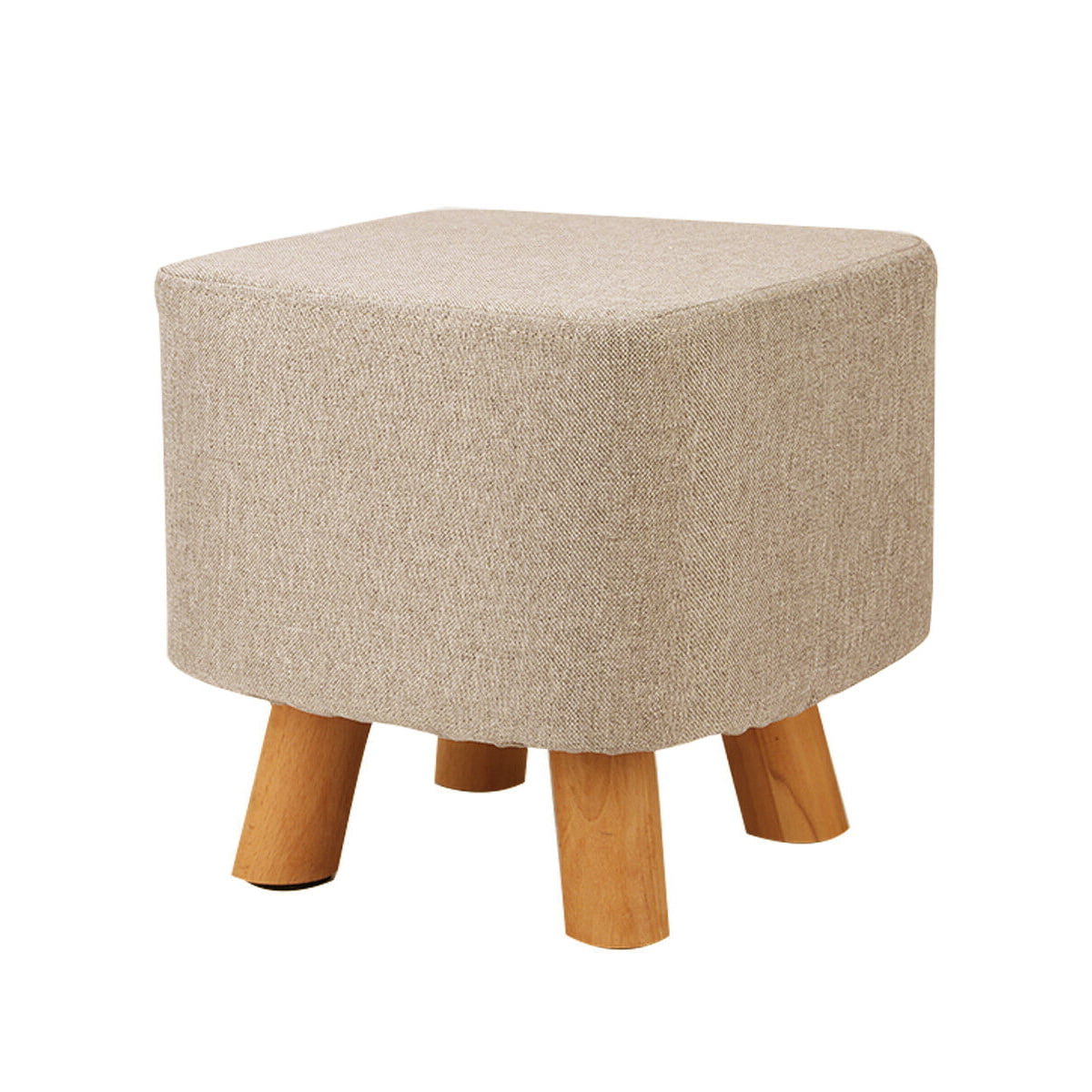 Wood Legs Fabric Rest Stool Footstool Chair Ottoman Rest Padded Top Pouffe Shape 