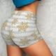 thumbnail image 4 of Fotbe Gold Snowflake Shorts Sin Costuras – Shorts Deportivos de Cintura Alta para Mujer, Elásticos para Gimnasio, Yoga, Running o Ciclismo-X-Large, 4 of 8