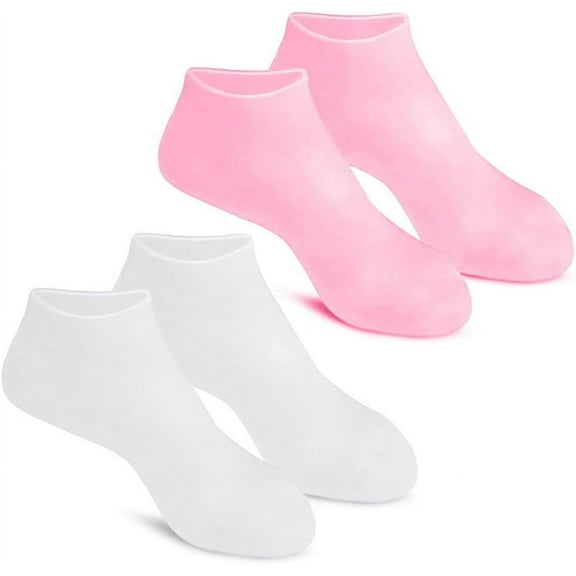 Foot Care Socks 2 Pairs Silicone Socks for Dry Cracked Feet Gel Sleeping Fuzzy Socks Spa Socks for Women Men Repairing Softening Dry Cracked Feet Skins