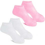 TRINYAA Foot Care Socks 2 Pairs Silicone Socks for Dry Cracked Feet Gel Sleeping Fuzzy Socks Spa Socks for Women Men Repairing Softening Dry Cracked Feet Skins