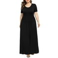 thumbnail image 2 of Maskion Women's Plus Size Casual Dresses Short Sleeve Maxi Dress XL-5XL with Pockets,3XL Black, 2 of 5
