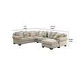 thumbnail image 5 of Nailhead Trim Fabric Upholstered Sectional Sofa with Rolled Armrests Beige, 5 of 5