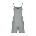 thumbnail image 4 of gakvbuo Jumpsuits For Women Summmer Dressy Wedding Women's Scoop Solid Neck Sleeveless Casual Short Jumpsuit Rompers With Pockets, 4 of 6