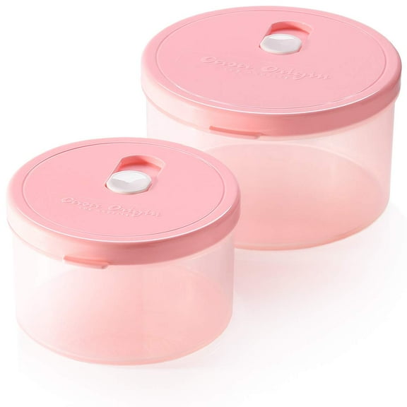 Casa Origin Microwavable Food Containers with Lid, 2 Pieces - Round (Pink)