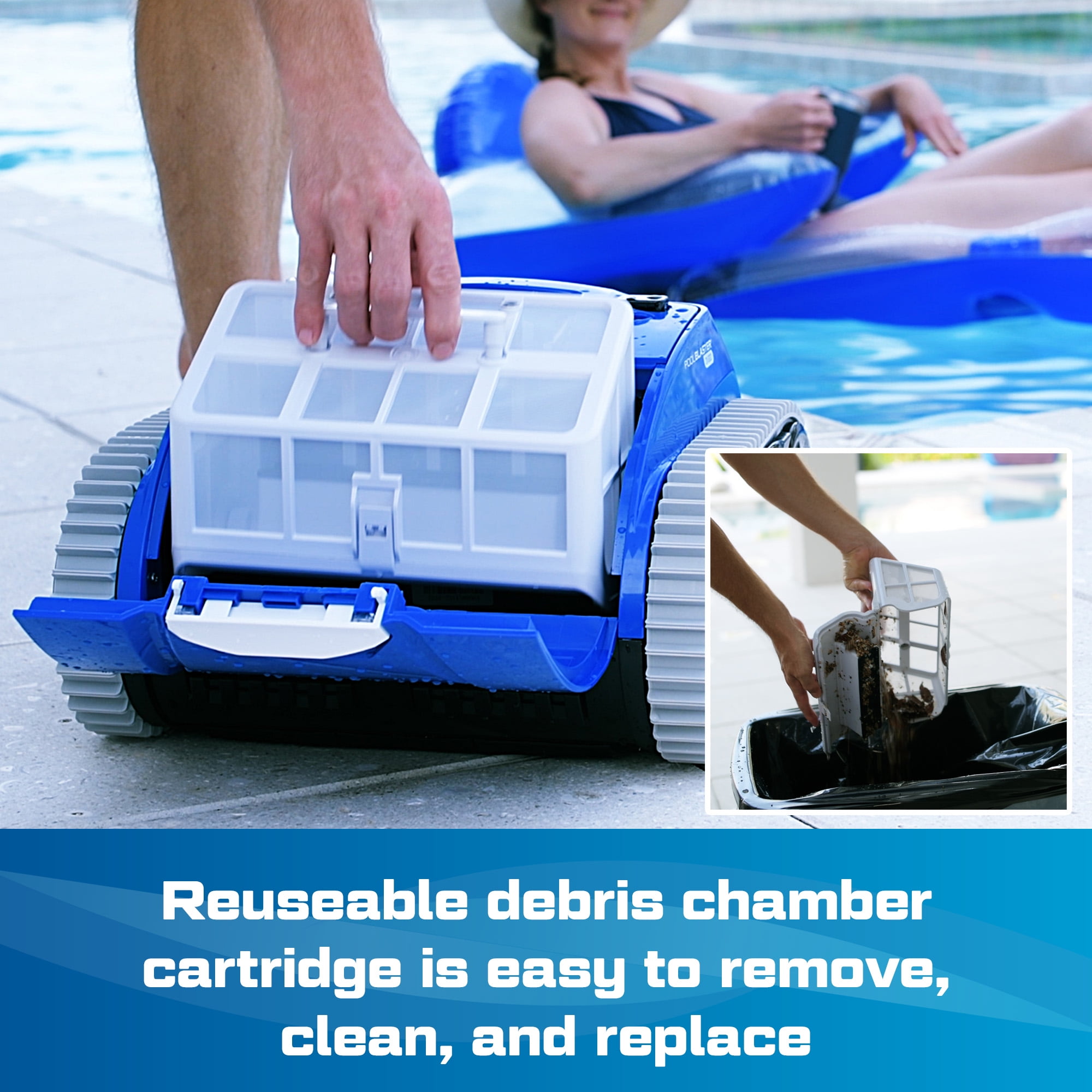 POOL BLASTER CX-300 Cordless Robotic Pool Vacuum Cleaner Pool Robot for Smaller Inground & Above Ground Pools,  Wall Climbing