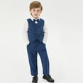 thumbnail image 5 of mgoYE 3t Boy Shirts Baby Boy Formal Long Set Toddler Fall Gentleman Outfit Kid Long Sleeve Bowtie Shirt Suspender Longs Suit(Blue,3-4 Years), 5 of 6