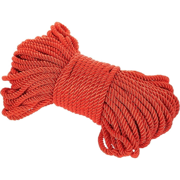 6mm Red Twisted Trim Cord 27 Yards Decorative Rope for Curtain Tieback Upholstery Honor Cord Home Decor Upholstery Red