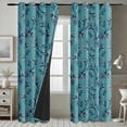 thumbnail image 4 of Vargottam Room Darkening Curtains - Classic Rose Pattern, Set of 2 Panels, 42" x 90" - Grommet-Top Blackout Window/Door Drapes for Bedroom, Nursery & Living Room - Blue, 4 of 9