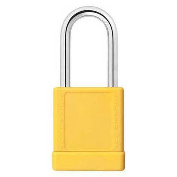 Lockout Padlock, Keyed Different, Aluminum, Yellow, 1 1/2 in Shackle Height, 1 5/16 in Body Width